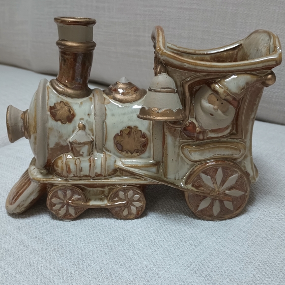 Vintage Ceramic Santa Train Christmas Decor/Planter - Picture 1 of 9